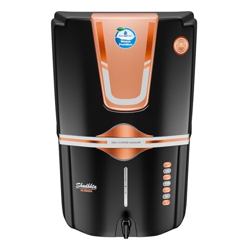 AQUA D PURE 4 in 1 Copper RO Water Purifier with 10 Stage Purification Filtration, UV, UF, TDS Adjuster and 12 Liter Large Storage Tank, Suitable for all type of water supply