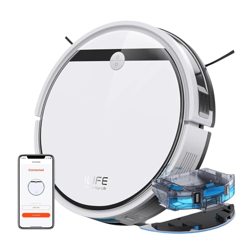 ILIFE V3x Robotic Vacuum Cleaner, Powerful Suction, Daily Schedule Cleaning, Ideal for Hard Floor, Hairs and Low Pile Carpet,Vacuum and Mop (White)