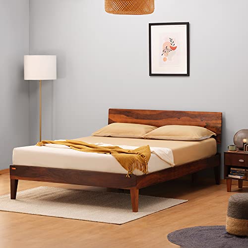 Sleepyhead Bed G | Premium Solid Sheesham Wood King Size Bed (Honey Brown)