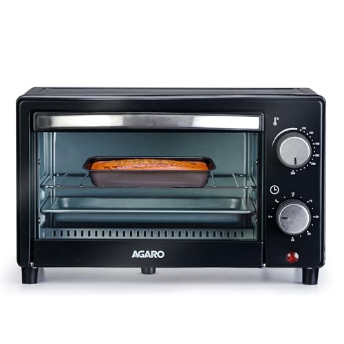 AGARO Marvel 9 Litre OTG, With Auto Shut-off, Timer Control, Heat Resistant Tempered Glass, Oven Toaster Griller for Cake Baking, Grilling, Toasting, OTG 800W (Black)