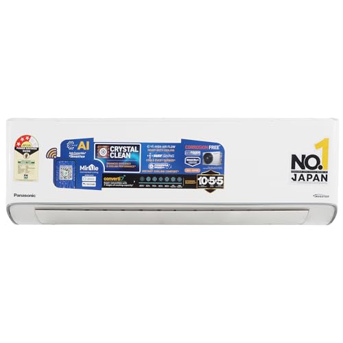 Panasonic EU 7 in 1 Convertible 1.5 Ton 3Star Inverter Split,(100% Copper Condenser, CS/CU-EU18BKY3FM), With MirAie & Matter Certified 55°Tested,High CFM & Eco tough Outdoor Crystal Clean Technology
