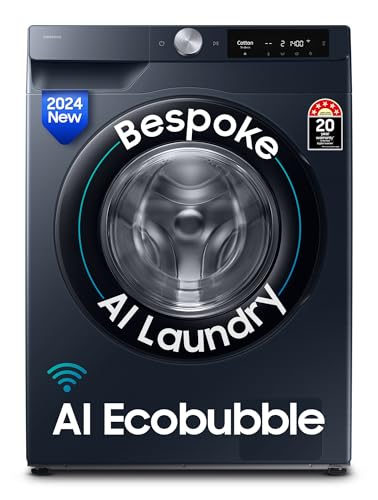 Samsung 12 kg, 5star, AI Ecobubble, Super Speed, Wi-Fi, Hygiene Steam with Inbuilt Heater, Digital Inverter, Fully-Automatic Front Load Washing Machine (WW12DG6B24ASTL, Navy)