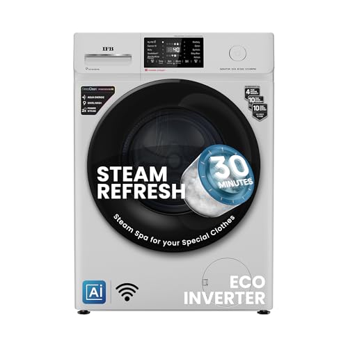 IFB 8 Kg 5 Star with 9 Swirl Wash, AI Powered, Wi-Fi, Fully Automatic Front Load Washing Machine (Senator GXN 8012, Steam Refresh Program with Eco Inverter, Grey)