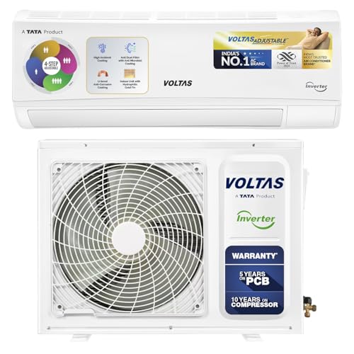 Voltas 1.5 ton 3 Star, Inverter Split AC (Copper, 4-in-1 Adjustable Mode, Anti-dust Filter, 183V Vectra CAW, White)