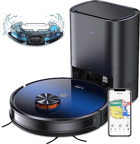 ILIFE T10s Robotic Vacuum & Mop, 60-Day Self-Empty, 4000Pa Strong Suction, 3200mAh Battery with Smart LiDAR Navigation, Pet Hair Friendly, Wi-Fi & Voice Control—Cleans 3500sqft