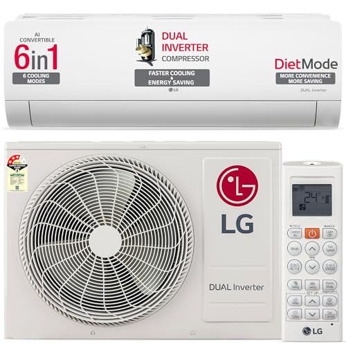 LG 1.5 Ton 3 Star DUAL Inverter Split AC (Copper, AI Convertible 6-in-1 Cooling, 2 Way Swing, HD Filter with Anti-Virus Protection, Faster Cooling & Energy Saving, 2024 Model, TS-Q18JNXE3, White)