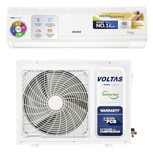 Voltas 1.5 ton 5 Star, Inverter Split AC (Copper, 4-in-1 Adjustable Mode, Anti-dust Filter, 185V Vectra CAR, White)