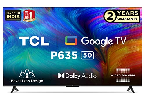 TCL 126 cm (50 inches) Bezel-Less Series 4K Ultra HD Smart LED Google TV 50P635 (Black)