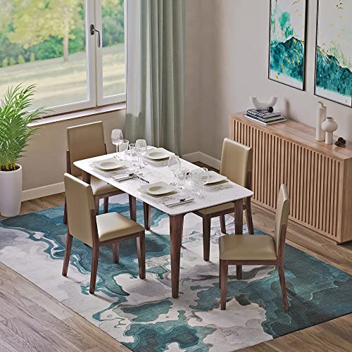 DecorNation Italiana Solid Wood 4 Seater Dining Room Set for Home, Living Room- Dining Table with Four Cushioned Chairs (White)