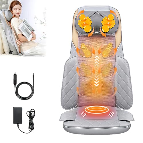 AVEDIA Shiatsu Massage Chair for Full Body - Electric Back Pain Relief Massager, Portable Neck and Lower Massaging Cushion with Automatic Vibration, Best for Home, Sofa, Bed, and Car Seat