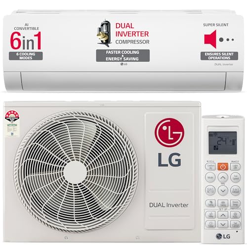 LG 1.5 Ton 5 Star DUAL Inverter Split AC (Copper, AI Convertible 6-in-1 Cooling, 4 Way, HD Filter with Anti-Virus Protection, Faster Cooling & Energy Saving, 2024 Model, TS-Q19YNZE, White)