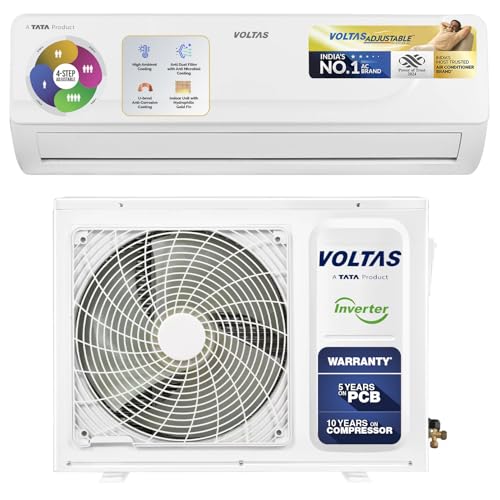 Voltas 1.4 ton 5 Star Inverter Split AC (Copper, 4-in-1 Adjustable Mode, Anti-dust Filter, 175V Vectra CAR, White)