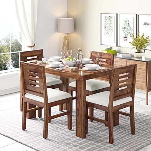 ORMEE Sheesham Wood Dining Table Set with Chairs for Living Room Home | Wooden Dining Room Sets Furniture for Hotels & Restaurants - Honey Finish (4 Seater)